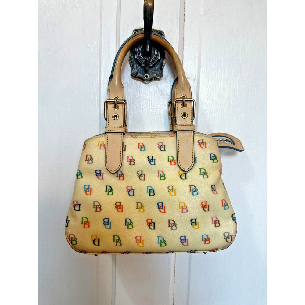 Dooney‎ & Bourke Small Mini Satchel Cream Rainbow Zipper Heart Charm Bag